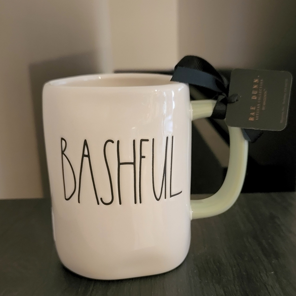 Rae Dunn BASHFUL Double-Sided Mug ~New